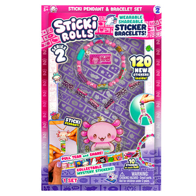Sticki Rolls Pendant Pack - 120 Exclusive Wearable Shareable Stickers with Pendant and Bracelet (Series 2)